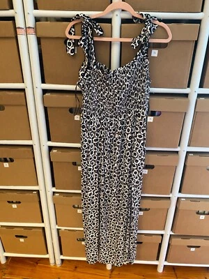 Diane Von Furstenberg Target Size XL Smocked Tie Strap Neutral Poppy Midi Dress
