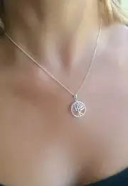 Tree of Life Pendant Sterling Silver Womens Girls with 18" Silver Chain Necklace