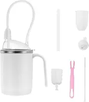 LYIYEYAN Spill Proof Cup for Elderly, 450ml/15.2oz Adult Anti Choking Sippy Cup with Handle and Straw, Multifunctional No Spill Feeding Mug for Water, Milk, and Soup, Ideal for Seniors and Adults