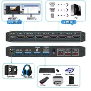 2X2 USB 3.0 HDMI KVM Switch 4K 60Hz Dual Monitor Extended Display Switcher 2 PC