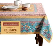 Maison d'Hermine Table Cloth Rectangle Table 100% Cotton 60 x 90 Inches Tablecloth Reusable Decorative Everyday Use for Dining Room, Farmhouse, Home, Party, Festive & Wedding Spring Summer - Marquise