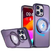For iPhone 15 Pro Max Case TPU+Acrylic Rotating Kickstand Frameless Phone Cover