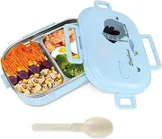 Blue Stainless Steel Bento Box, Kids Lunch Box Insulated Lunch Containers Food Container with Spoon for Children Students
