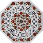 Carnelian Stone Inlay Work Sofa Table for Office Octagon Marble Coffee Table Top