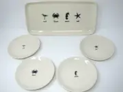 RAE DUNN NAUTICAL SEEK WISH WANDER DISCOVER SEAHORSE CRAB SANDPIPER STARFISH SET