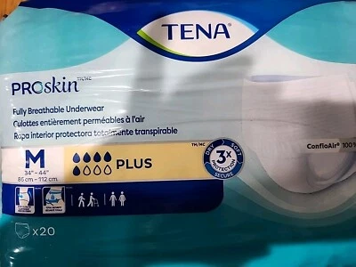 Tena Plus ProSkin Breathable 40 Count Unisex Adult Medium 34"- 44" NEW SEALED