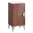 Pemberly Row 18" Solid Mango Wood Bathroom Vanity in White/Walnut