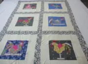 Handmade Machine sewing cotton patchwork applique 60"x 60"quilt top