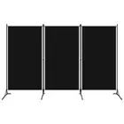 3-Panel Room Divider Black 260x180 cm Fabric Privacy Screen Home Decor Par 20734