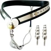HCUDFN SM stainless steel chastity belt heart type underwear anal plug + vagina plug dildo bondage chastity lock devices for women couples(Waist 82~88cm)