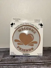 Frankoma Terracotta & White Welcome Friends Coaster Trivet MCM Retro Home Decor