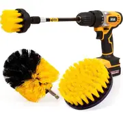 Dr. Brush Holikme 4 Pack Drill Brush Power Scrubber Cleaning Brush Extended Long Attachment Set All Purpose Drill Scrub Brushes Kit for Grout, Floor,