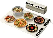 Food Warming Mat,Electric Warming Tray with 9 Gear Temperature Controlled and 6 Gear Timed,Auto Shut-Off,8S Full Surface Heating,Rollable & Portable Heating Tray for Buffets Party Gatherings (Beige)