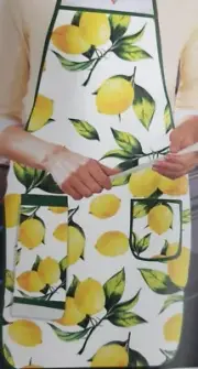 Fabric Kitchen Apron with pocket & small towel on velcrostyle,23"x36", LEMONS,BH