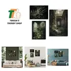 Dark College Canvas Set Of 3, Gothic Canvas Wall Art, Medieval Castle Wall Ar...