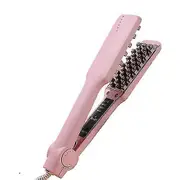 Volumizing Hair Iron Straightener Ceramic Hair Crimper Fluffy Hair Curler Pink UK Plug