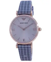 Emporio Armani Gianni T-Bar Grey Dial Cabochon Crown Quartz AR11386 Ladies Watch