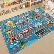Kid's Play Mat 200 x 300cm Extra Large Playmat Non Slip Have Fun City Life Road Map Car Play Mat Study Activity Centerpiece Learning Education Area Rug for Bedroom Playroom Decor (Road 3, 200x300cm)