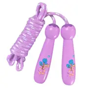 Catzon Kids Wooden Handle Jump Rope Adjustable for Outdoor Fun Activity-Purple