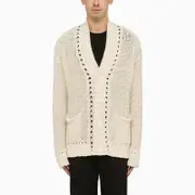 [Roberto Collina] White perforated cotton cardigan 52 IT White
