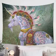 Oriental Native White Unicorn Tapestry