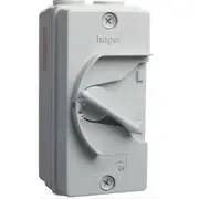 Hager JG340IN Isolator, Weatherproof, Hoseproof, IP66, Surface Mount, 3 Pole, 40A, 415V, Plastic, Grey