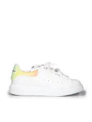 White Leather Oversize Rainbow Trainers