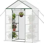 [LINKLIFE] Walk-in Greenhouse for Outdoor, 57 x 29 x 77'' Walk in Plant Greenhouses with Durable UV-Resistant Cover, Reinforced Green House with 3 Tiers Stands Heavy Duty for Patio, Backyard and Porch