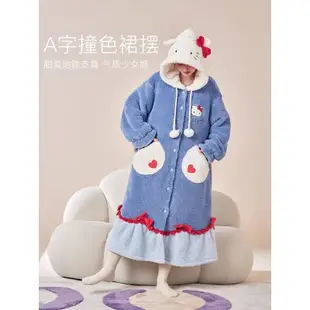 [代購LED'IN 樂町居家] 三麗鷗聯名Hello Kitty凱蒂貓系列 - 長袖居家睡衣連身睡袍套裝