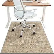 48"x60" Office Chair Mat for Hardwood Tile Floor, Under Desk Carpet Protector for Rolling Computer Chair Mat, Machine Washable Area Rug, Anti-Slip 1/5" Thick Low Pile Thin Vinyl Floor Mat, Wood