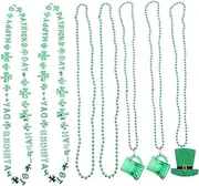 FELTECHELECTR 7pcs Bead Chain Party Necklace Neck Chain for Festival Festival Decor Beading Shamrock Necklace St. Patrick's Day Party Accessory St. Patrick's Day Jewelry Green Plastic