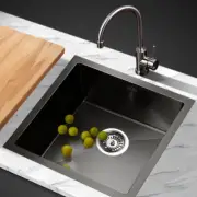 Under/Topmount Kitchen Sink Stainless Steel Scratch Proof Laundry Basin Black