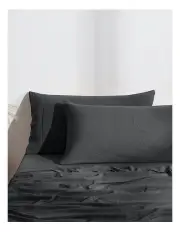 [Dreamaker] Superfine Washed King Pillowcase x2 Pack in Black