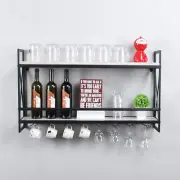Rustic Wall Mounted Wine Racks with 8 Stem Glass Holder,36In Industrial Metal Ha
