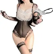 [JINZIJINYU] Lingerie for Women Sexy Bunny Uniform Temptation Cosplay Lace Female Passion Suit One Piece Bodysuit black
