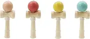 Kaper Kidz NG23806 Wooden Kendama Catch The Ball Game Set of 4: Balance Ball and Hand Eye Coordination Games for Kids Party Games for Ages 3+