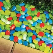 100 Pc - Multicolor Glow in the Dark Decorative Landscape Garden Pebble Rocks