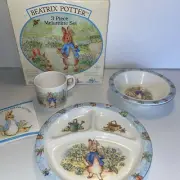 Eden Beatrix Potter 3 Piece Melamine Dish Set Peter Rabbit New Nursery Rare 1996