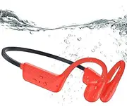 KOPIDOE Swimming Headphones, IP68 Waterproof Bone Conduction Headphones with 32GB Memory, Bluetooth 5.4 Open Earphones, Wireless Underwater Earbuds for Swimming, Running, Sports（Orange）