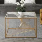 GOLD METAL GLASS TWIST COFFEE TABLE WITH GLASS TOP