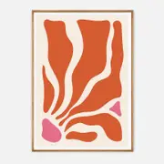 Galrie Vibrant Abstract Orange and Pink Minimalist Art Print for Modern Decor, Wood Frame, A0 84 x 119cm (33 x 47inch)