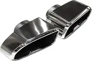 Car Exhaust Tip 304 Stainless Steel Square Exhaust Tip Compatible For BMW X3 G01 X4 G02 2019 2020 Upgrade M40i Look Muffler Tip Nozzle(Silver)