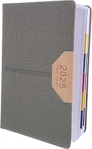 Angoily Academic Planner Notebook Stylish Patchwork Design Full Year Daily Organizer for School Office Monthly Tabs for Easy Scheduling