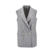[TAGLIATORE] TAGLIATORE Pinstriped double-breasted tailored vest Woman 46 46 Grey