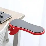 1PCS Computer Arm Rest Support Extender, Innovative Rotatable Table Mount Arm Wrist Rest Shelf with Wrist Guards for Office Home School, 13 X 13 X 29cm (Red)