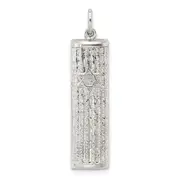 Sterling Silver Polished And Textured Solid Mezuzah W/Star Of David Pendant