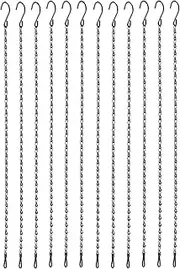 12Pcs Black Iron Plant Hooks for Hanging Baskets with Dual Hooks, 23in Chain for Hanging Plants, 6.6Lbs Bearing Capacity, Garden Flower Suspension Hangers