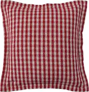 [Creative Co-Op] 18" Square Woven Recycled Cotton Pillow w/Flanged Edge, Red & White Gingham