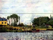Art Alfred Sisley Boats at Bougival Mural Ceramic Backsplash Bath Tile #1492