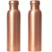 Copper Water Bottle Smooth Water Vacuum Flask Health Benefits 1 litre Set Of 2